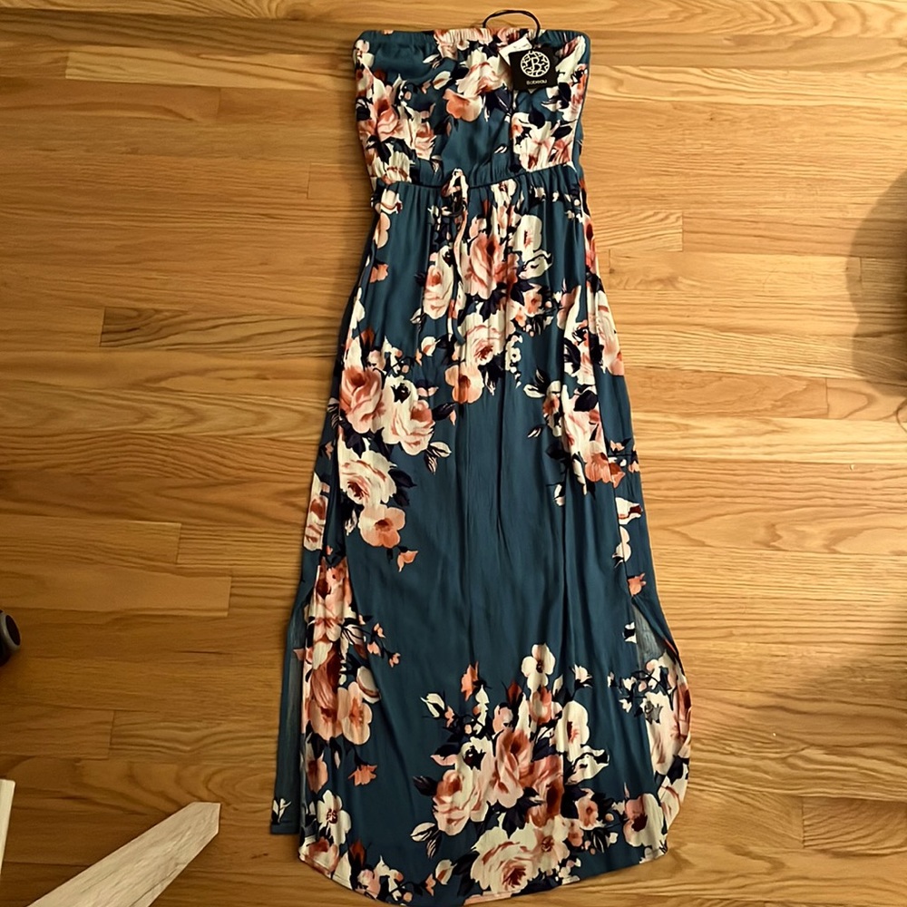 Teal Floral Maxi Dress